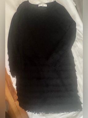 Trina Turk Black Knit Fringe Dress